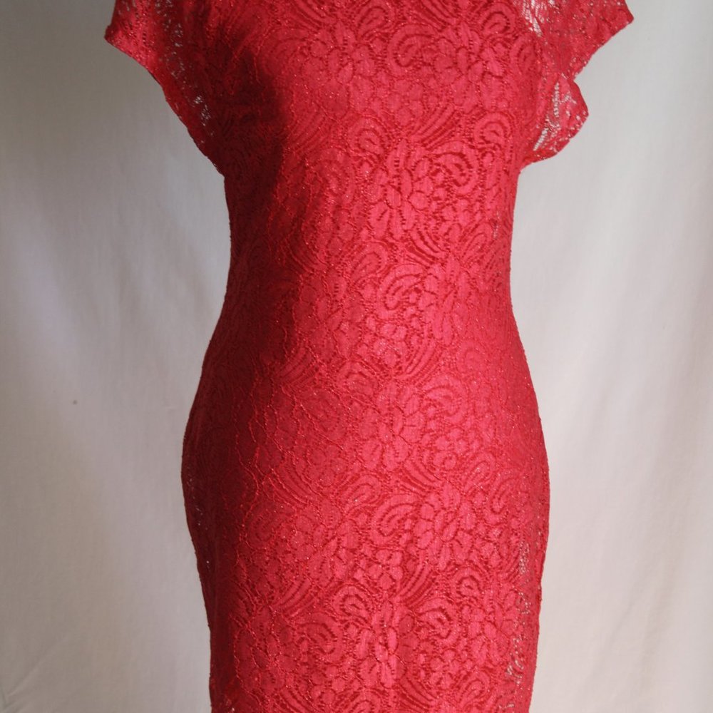 Badgley Mishka womens XS 2 dress red lace stretch